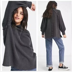 We The Free Women's She’s a Keeper Gray Weave Long Sleeve Sweater Top W-154 Sz S